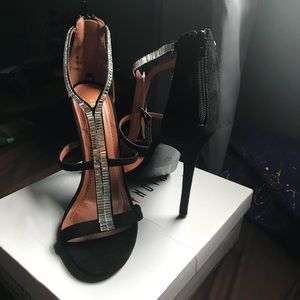 Black and silver heels